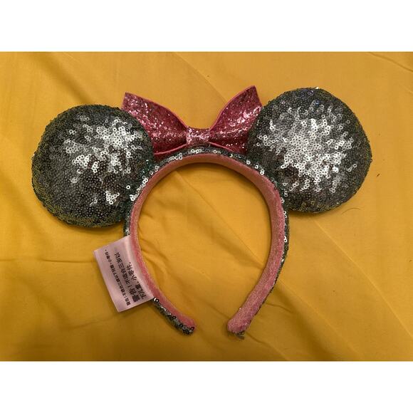 Disney Parks Fairy Godmother Sequined Light Blue Teal and Pink Headband Ears - Picture 2 of 2